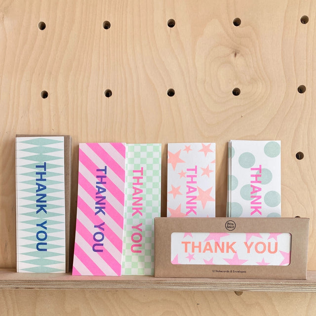 Pink Stripes Thank You Postcards
