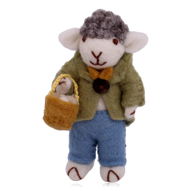 Sheep With Egg Basket Felt Decoration - Gry & Sif