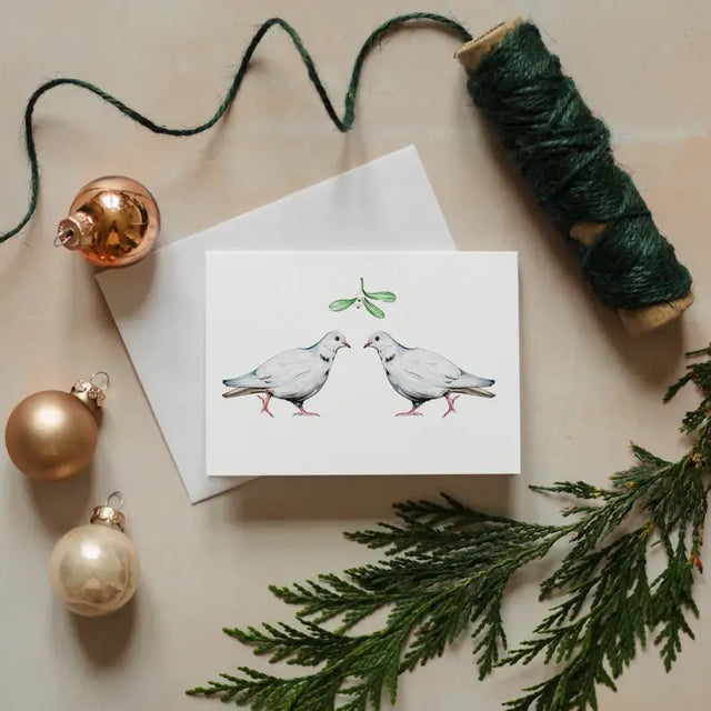 Mini Mistletoe Doves Watercolour
