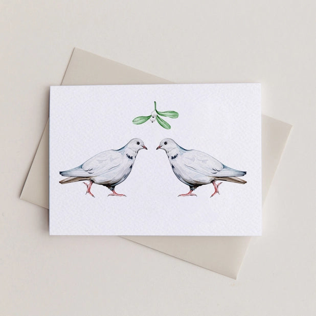 Mini Mistletoe Doves Watercolour