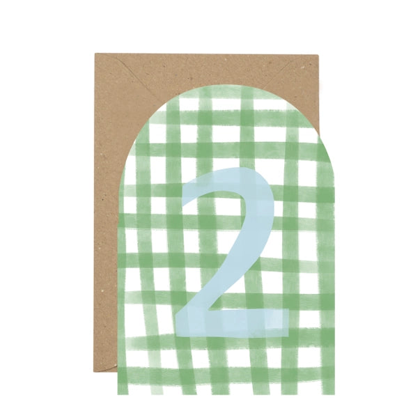 age-2-green-gingham-greeting-card-plewsy
