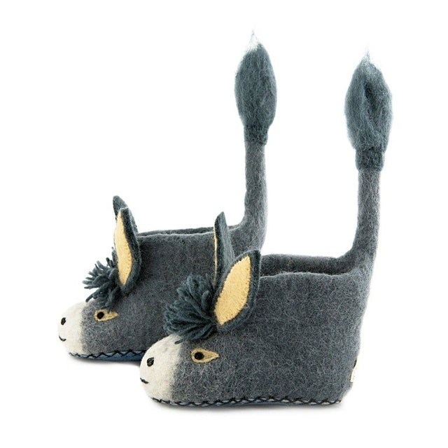 Darci Donkey Organic Felt Slippers: 2 - 3 Years