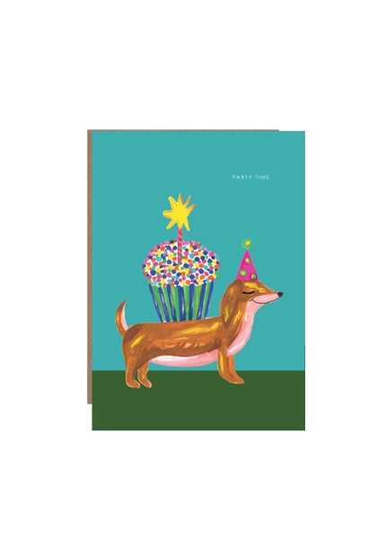 party-time-sausage-dog-and-cupcake-greeting-card-hutch-cassidy