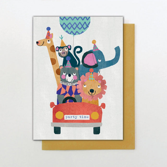 Car Full of Party Animals Greeting Card - Stop The Clock