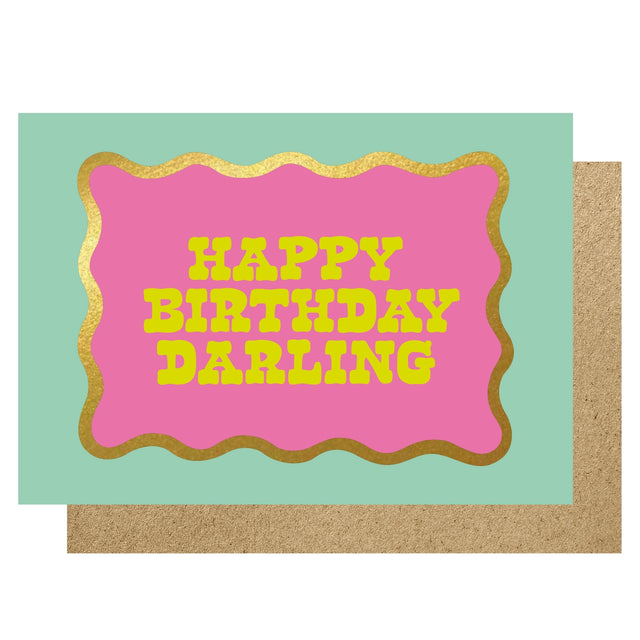 Birthday card with 'Happy Birthday Darling' text on a pink background