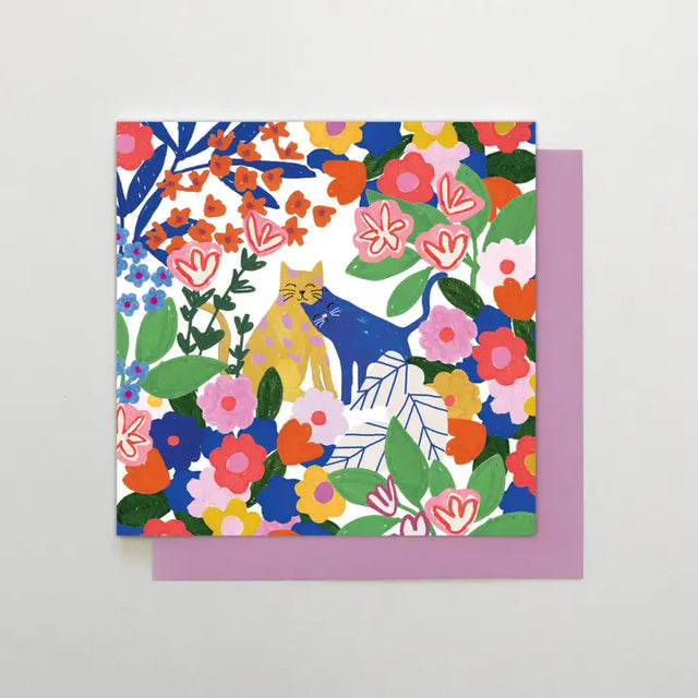 Cats In Flowers Greeting Card - Stop The Clock
