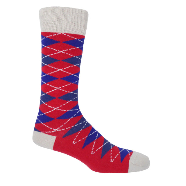 Argyle Men's Socks: Crimson