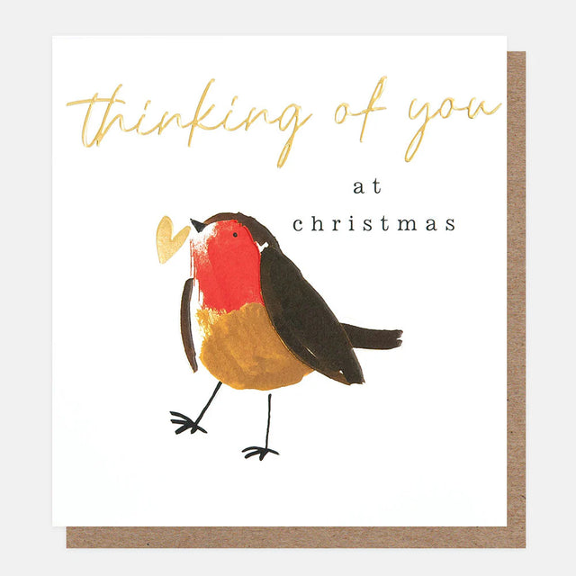 Thinking of You Robin & Gold Heart Greeting Card - Caroline Gardner