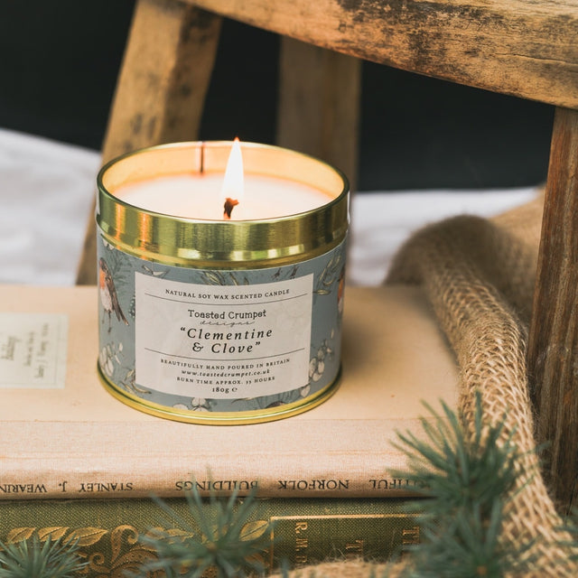 Clementine & Clove Candle in Matt Gold Tin