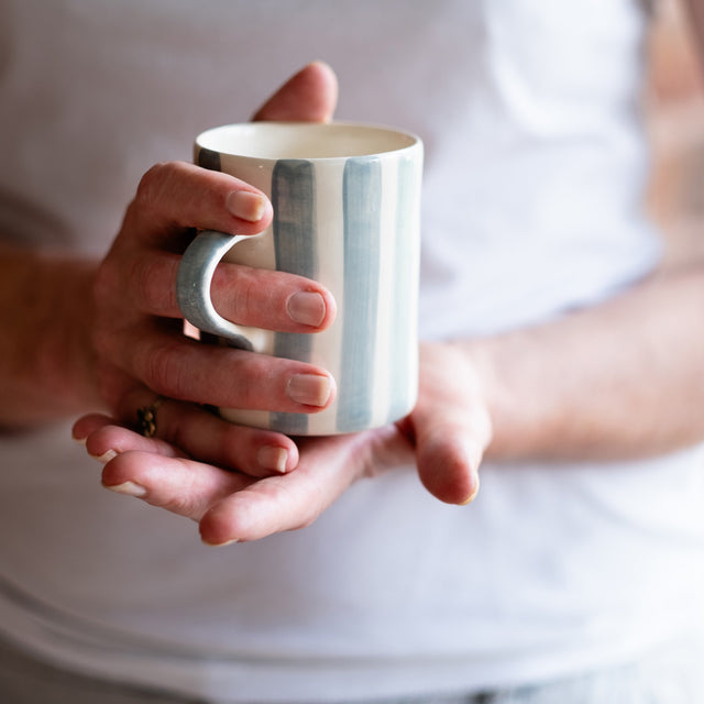 Musango Demi Mug: Candy Stripe Dove Grey