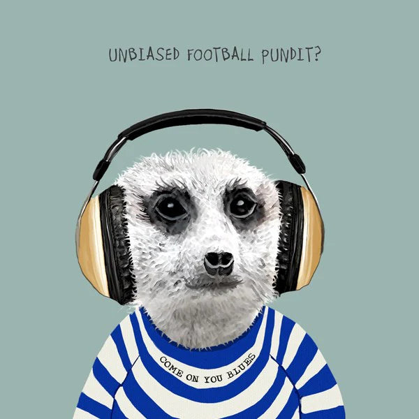 football-pundit-blue-greeting-card-sally-scaffardi