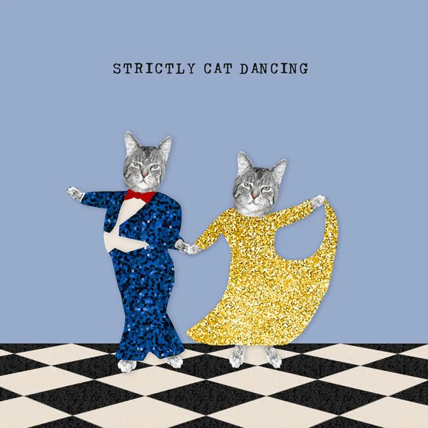 Strictly Cat Dancing Greeting Card - Sally Scaffardi