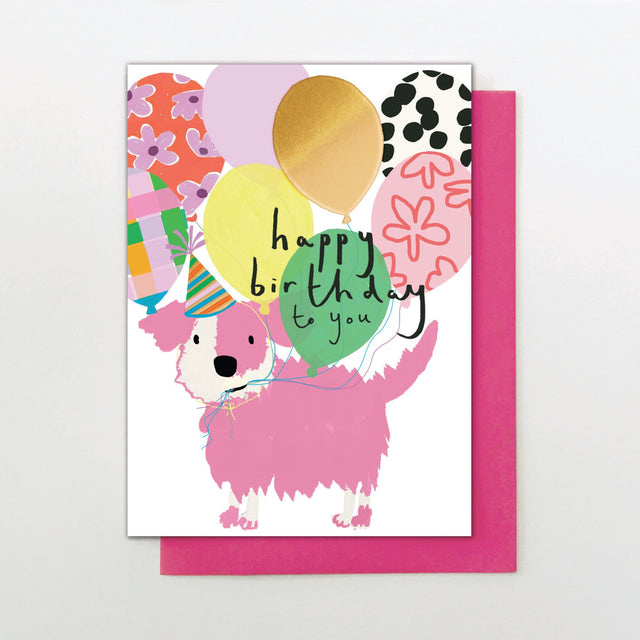 Birthday Dog with Party Balloons