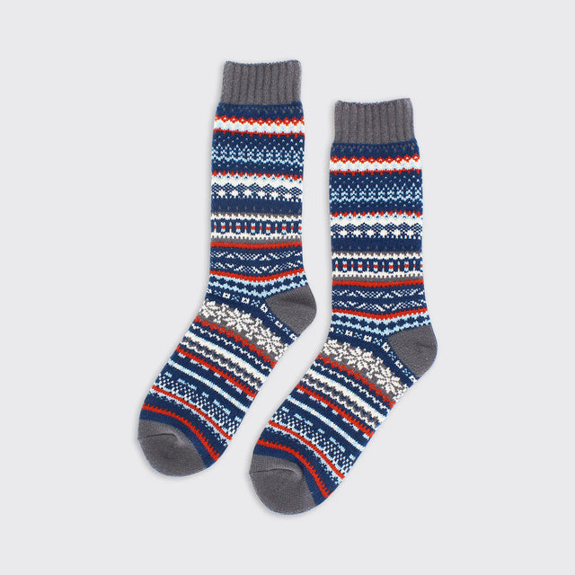 Hector Men's Fairisle Socks: Navy