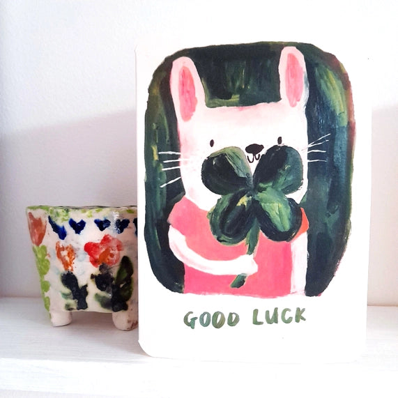 Good Luck Clover Greeting Card - Laura Skilbeck