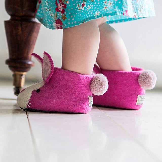Rosie Rabbit Organic Felt Slippers: 1 - 2 Years