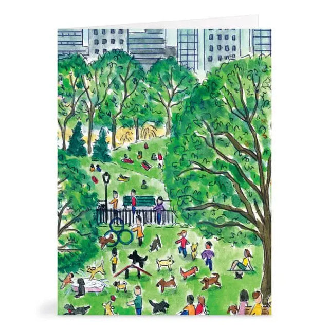 Dog Park in Four Seasons Notecards