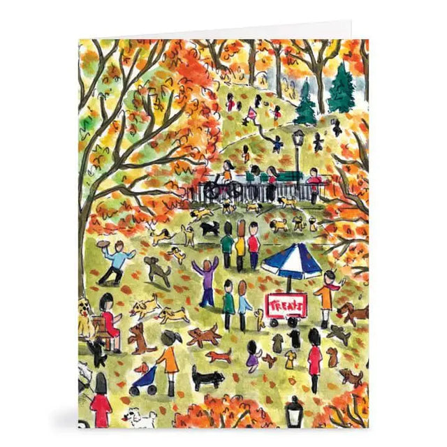 Dog Park in Four Seasons Notecards