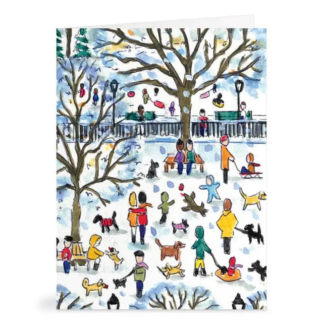 Dog Park in Four Seasons Notecards