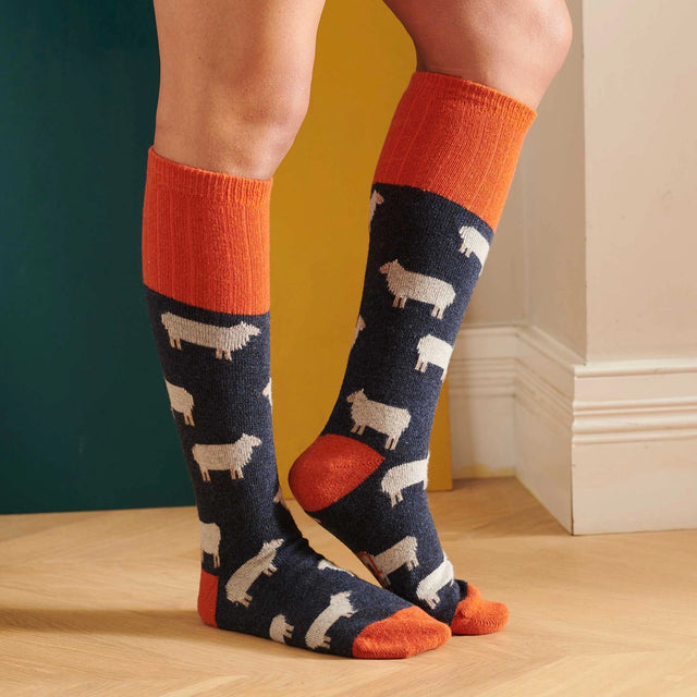 womens-lambswool-boot-socks-navy-sheep-catherine-tough
