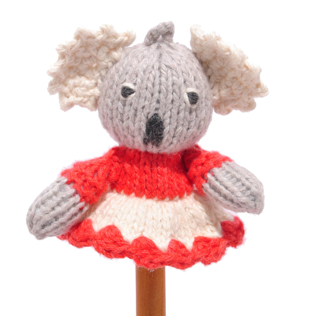 Koala in Red Dress Mini Finger Puppet