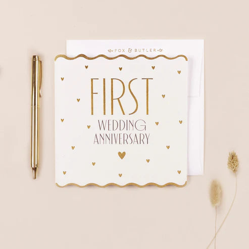 First Wedding Anniversary Greeting Card - Fox & Butler