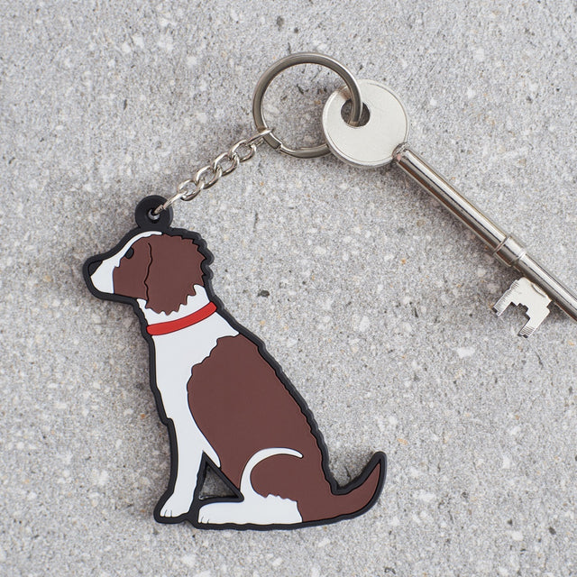 Liver & White Springer Spaniel Dog Keyring - Sweet William