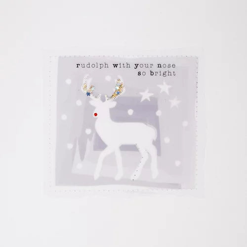 Rudolph With Your Nose So Bright Card - Wendy Jones-Blackett