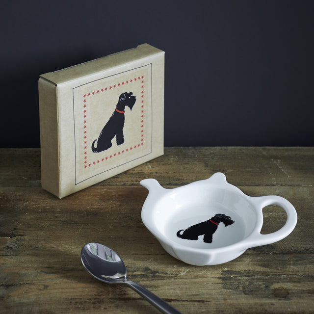 Black Schnauzer Teabag Dish - Sweet William