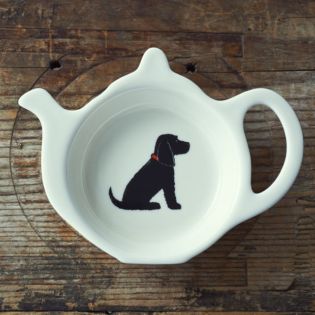 Black Cocker Spaniel Teabag Dish - Sweet William