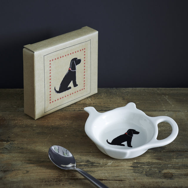 Black Cocker Spaniel Teabag Dish - Sweet William