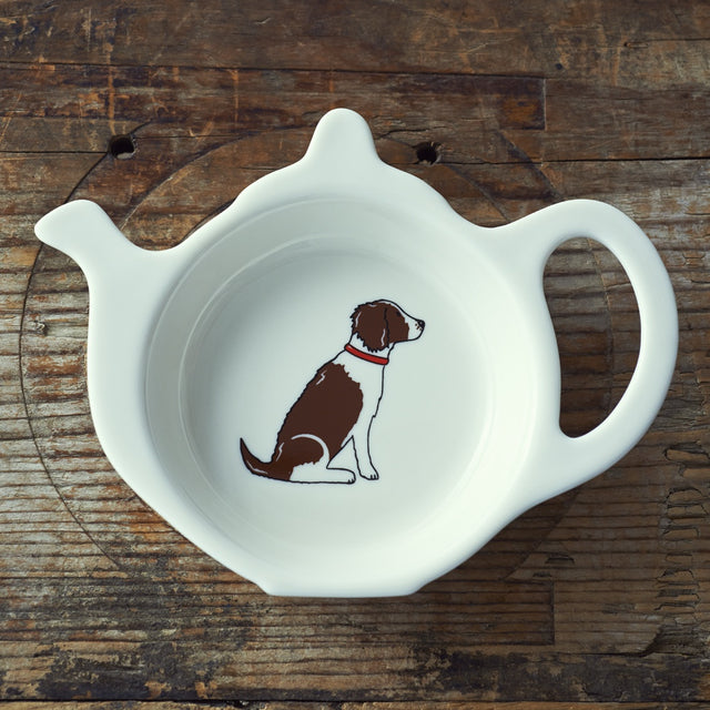 Liver & White Springer Spaniel Teabag Dish - Sweet William