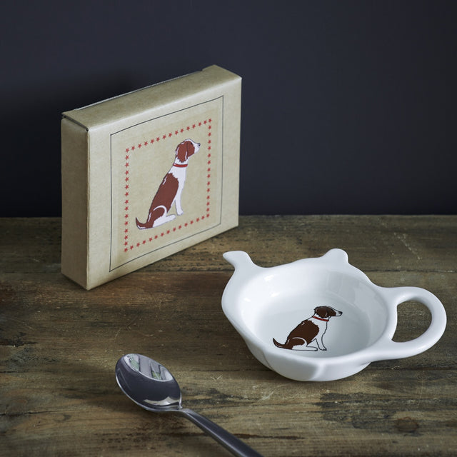 Liver & White Springer Spaniel Teabag Dish - Sweet William