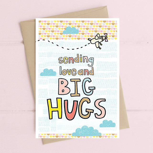 Sending Love and Big Hugs Card - Dandelion Stationery