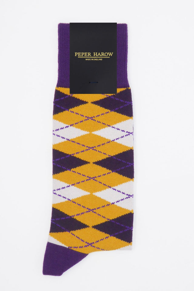 Argyle Men's Socks - Mustard - Peper Harow