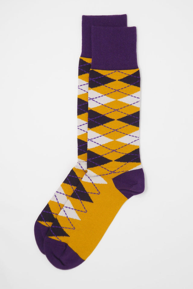 Argyle Men's Socks - Mustard - Peper Harow