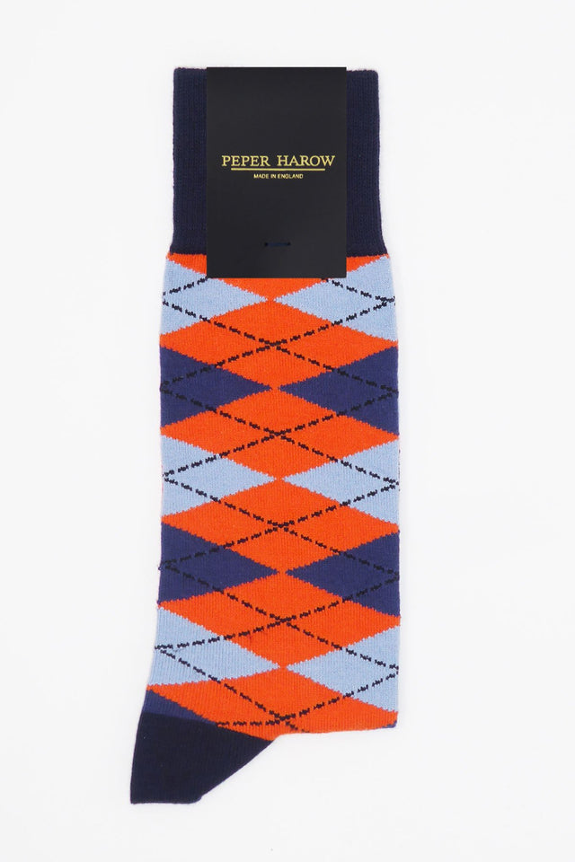 Argyle Men's Socks - Orange - Peper Harow