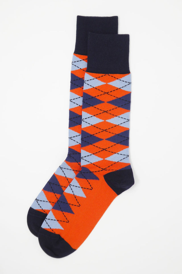 Argyle Men's Socks - Orange - Peper Harow