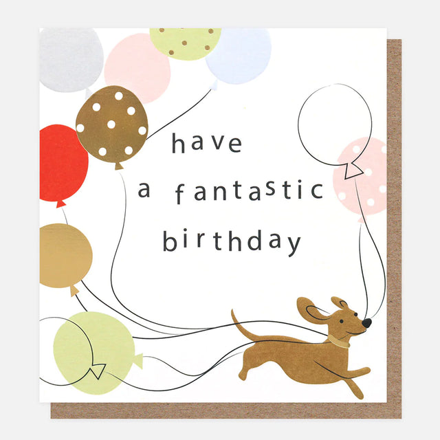 Birthday Dog & Balloons Card - Caroline Gardner