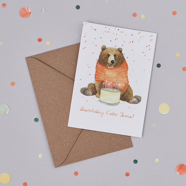 Bearthday Cake llustrated Birthday Card - Mister Peebles