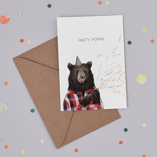 Party Popper Illustrated Birthday Card - Mister Peebles