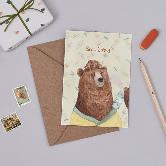 Bear Spray Illustrated Greeting Card - Mister Peebles