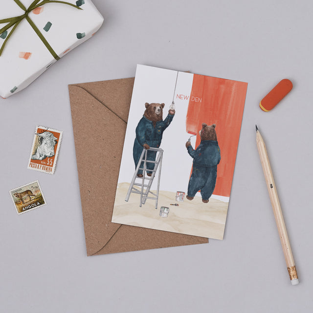 New Den Illustrated Greeting Card - New Home Card - Mister Peebles