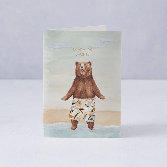 Bearmuda Shorts Illustrated Greeting Card - Mister Peebles
