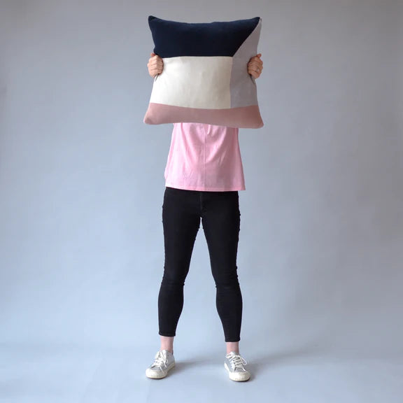 Bruka Cushion Cover: Navy and Rose