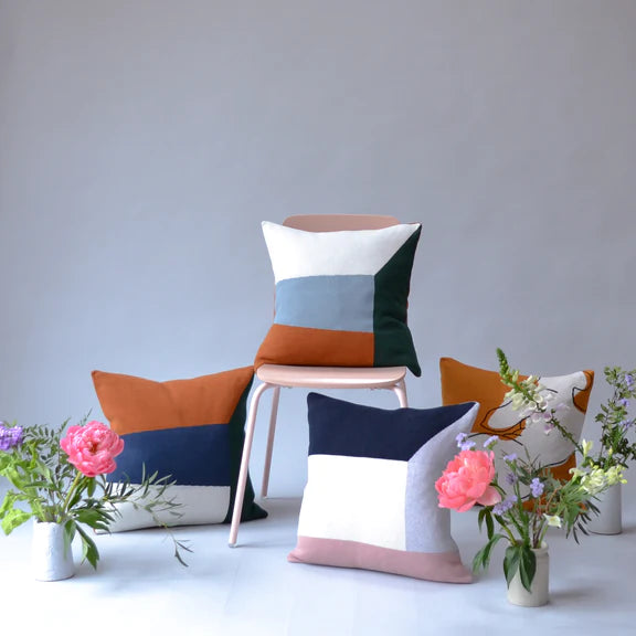 Bruka Cushion Cover: Navy and Rose