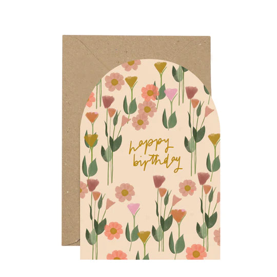 Floral Happy Birthday Card - Plewsy