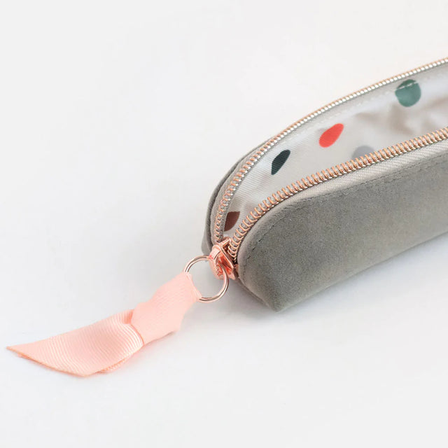 Grey Velvet Slim Pencil Case - Caroline Gardner