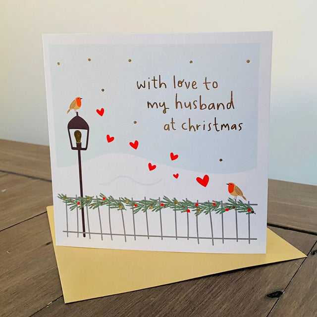 With Love to My Husband at Christmas Card - Megan Claire