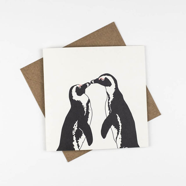 african-penguin-kiss-letterpress-card-penguin-ink